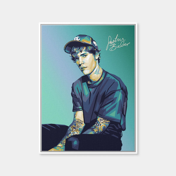 Justin Wearing A Cap Wall Art — Framed Canvas Format preview