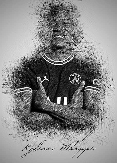 Kylian Mbappe Sketch Wall Art