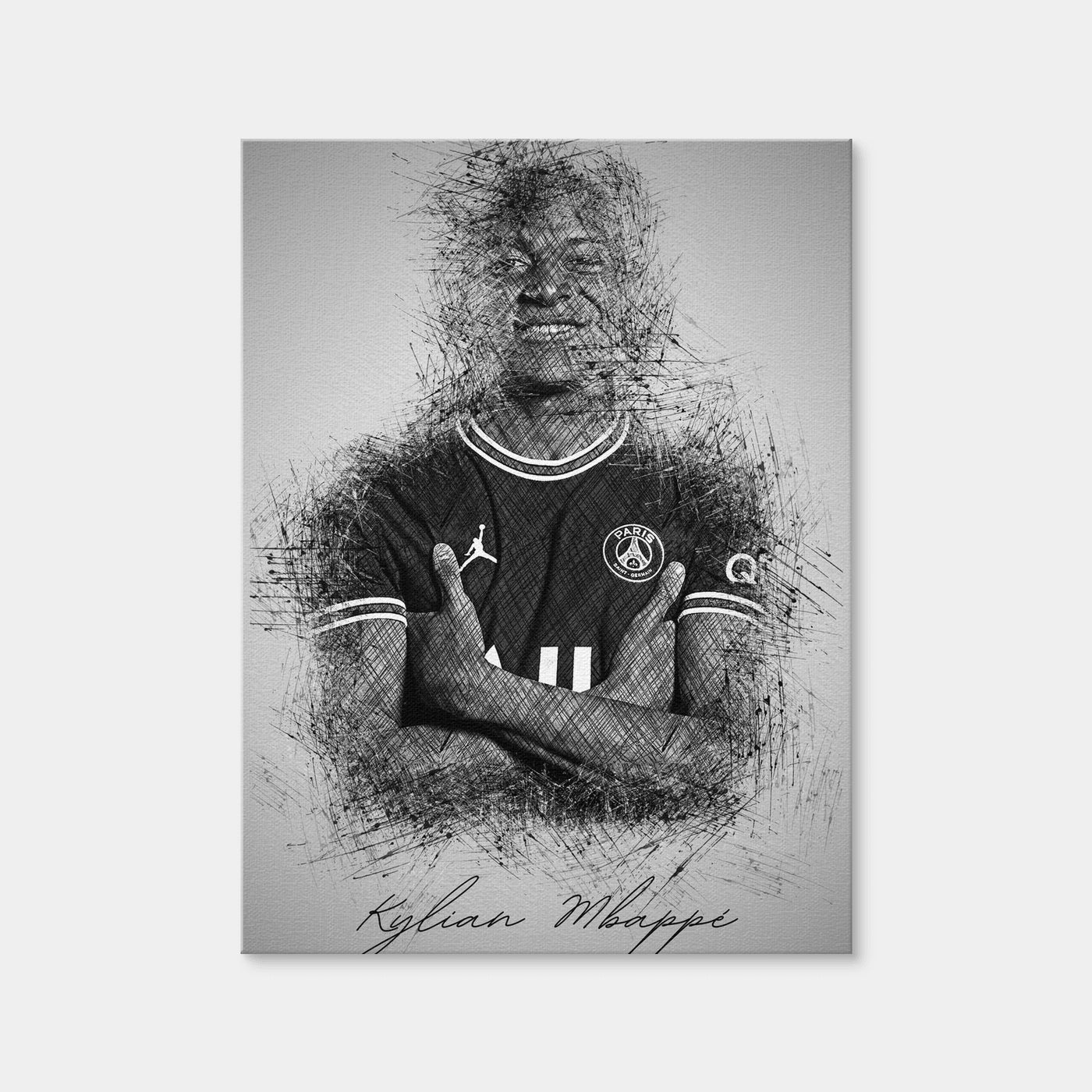 AUTO-MOCKUP WHITE | Kylian Mbappe Sketch | 1 Piece | Gallery Wrap Canvas | group=3x4