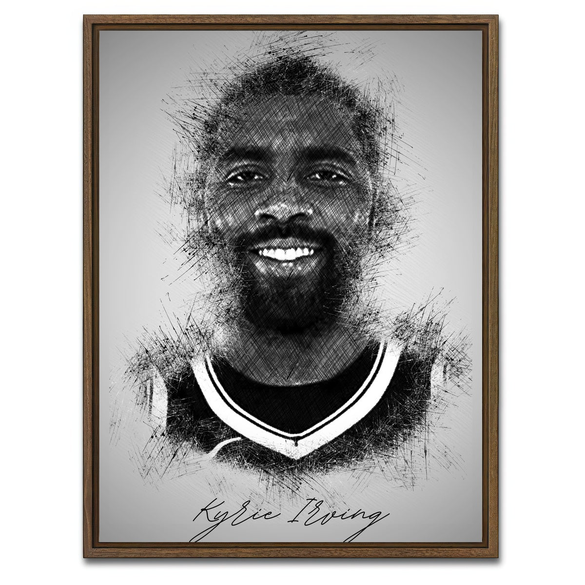 AUTO-MOCKUP WHITE | Kyrie Irving | 1 Piece | Walnut Framed Canvas | group=3x4