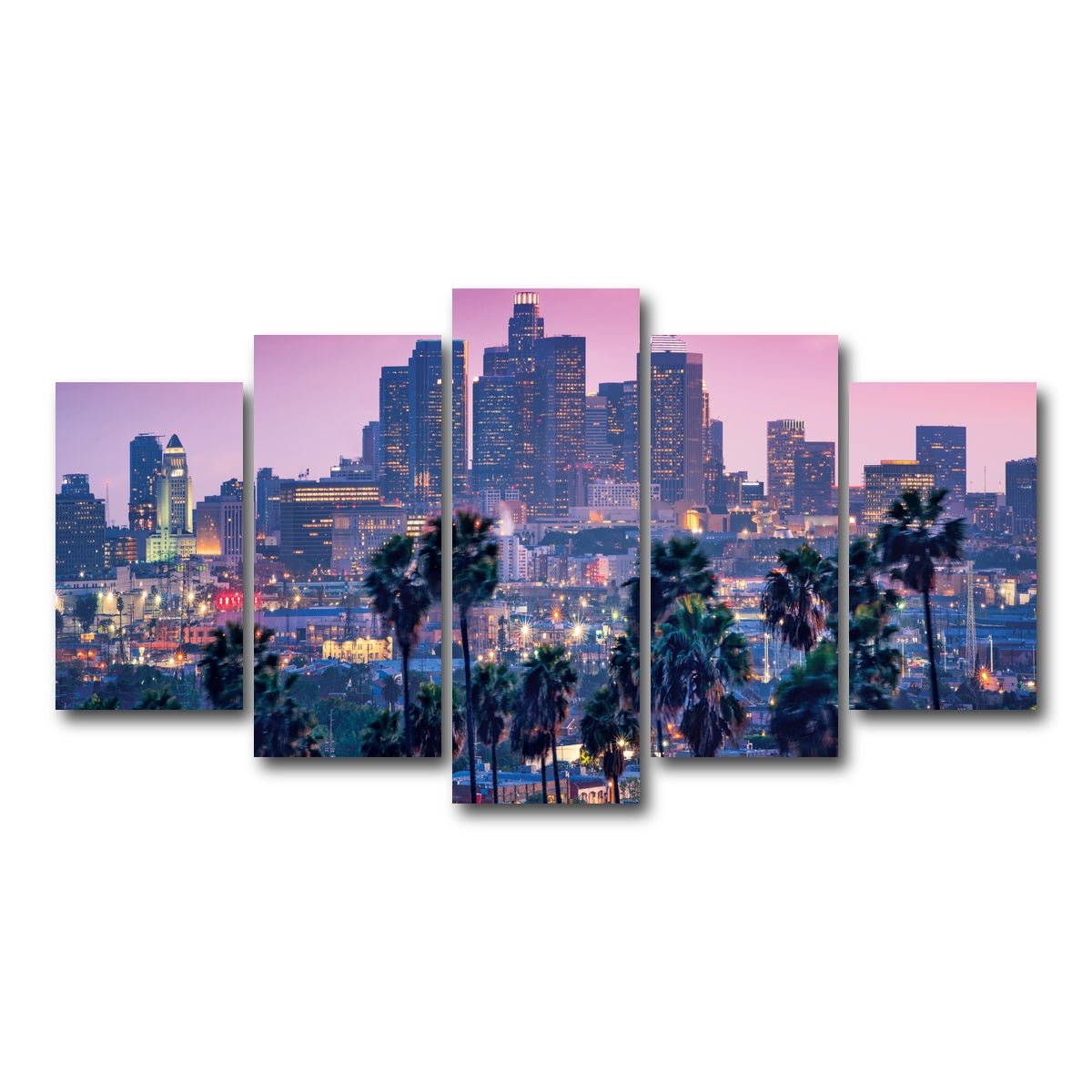 AUTO-MOCKUP WHITE | LA Palm Tree Sunset | 5 Piece | Gallery Wrap Canvas | group=5_normal