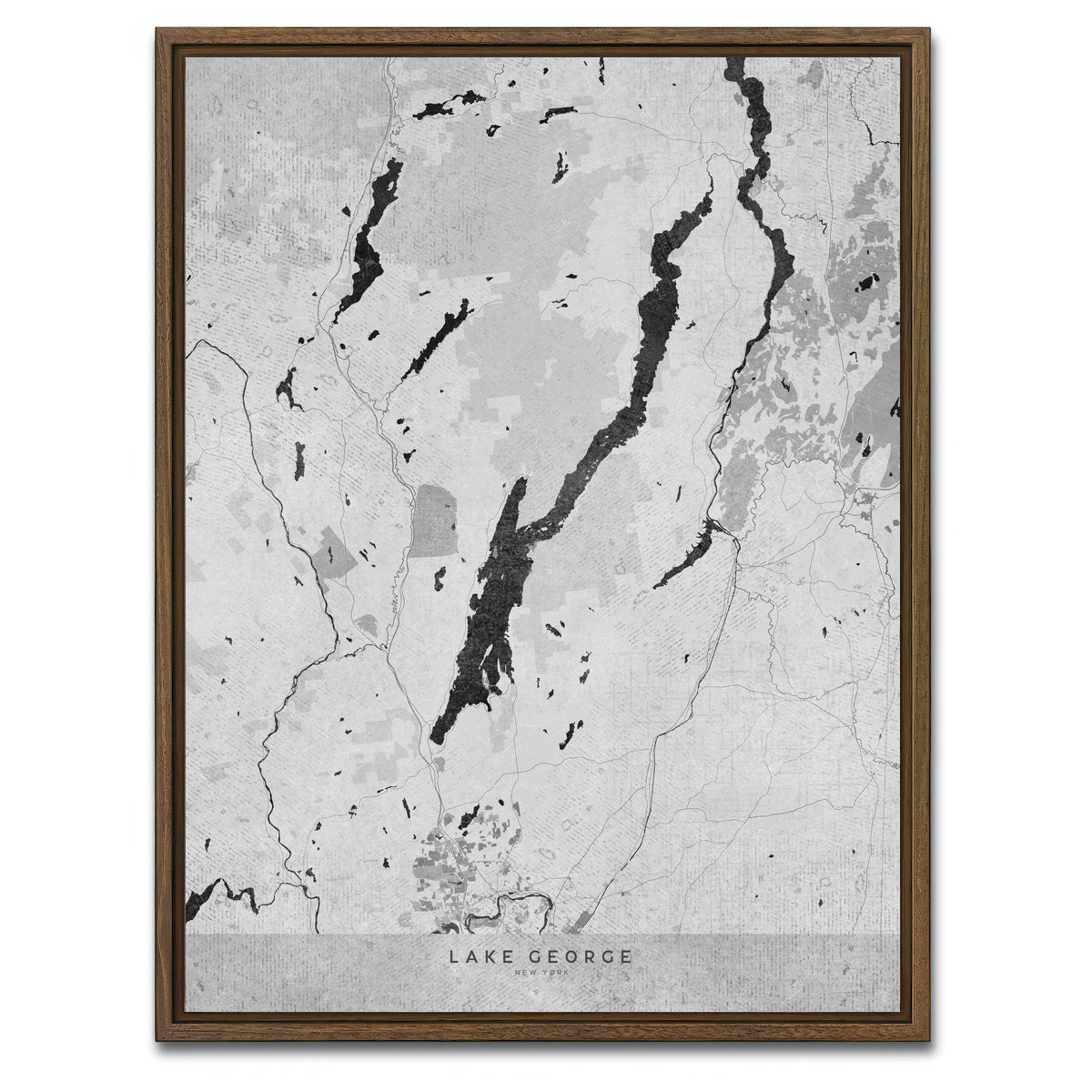 AUTO-MOCKUP WHITE | Lake George Map 2 | 1 Piece | Walnut Framed Canvas | group=3x4