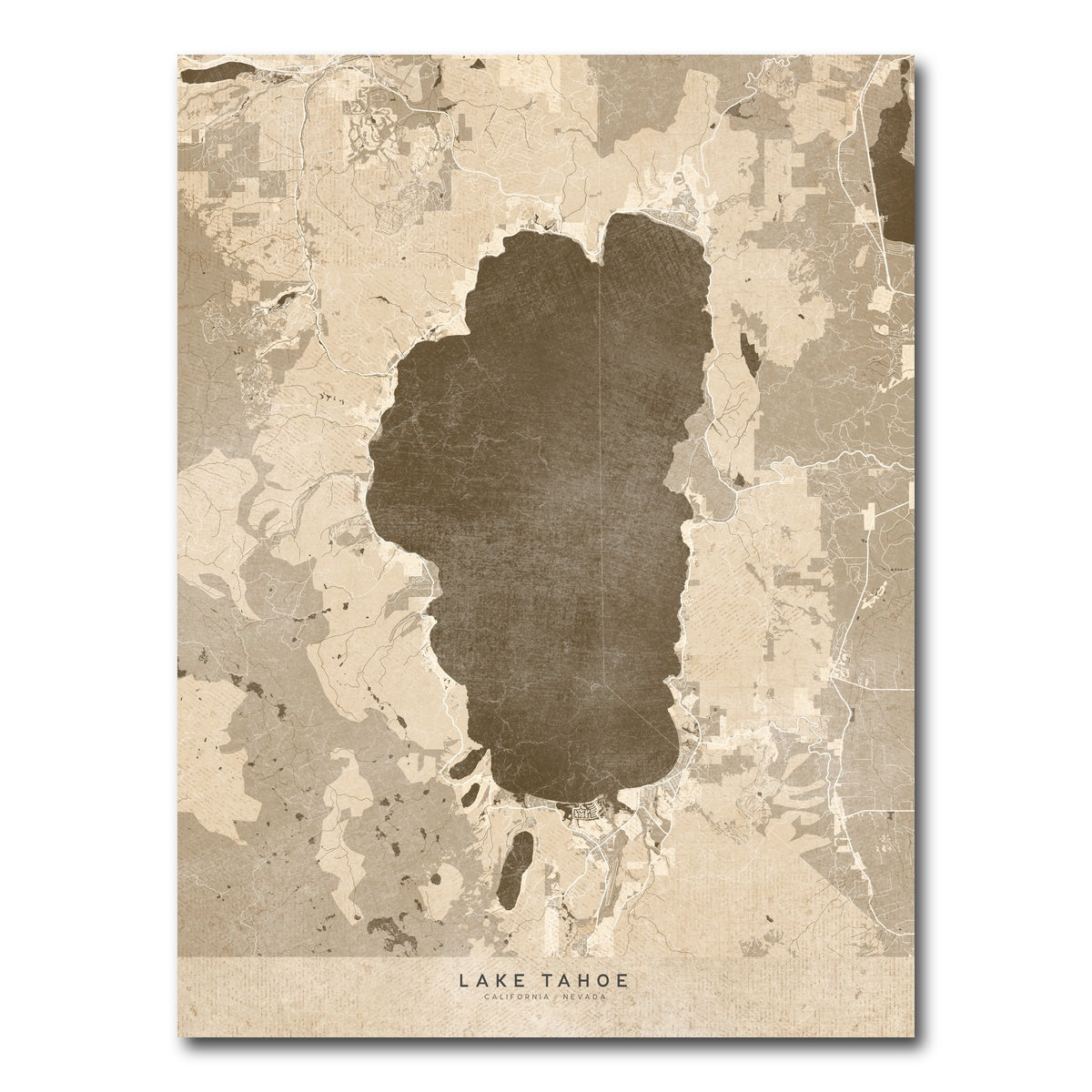 AUTO-MOCKUP WHITE | Lake Tahoe Map | 1 Piece | Gallery Wrap Canvas | group=3x4