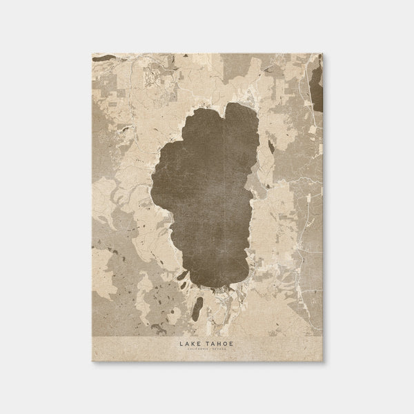 Lake Tahoe Map Wall Art — Canvas Wrap Format preview