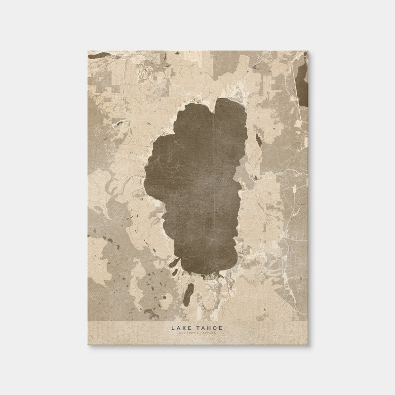 AUTO-MOCKUP WHITE | Lake Tahoe Map | 1 Piece | Gallery Wrap Canvas | group=3x4