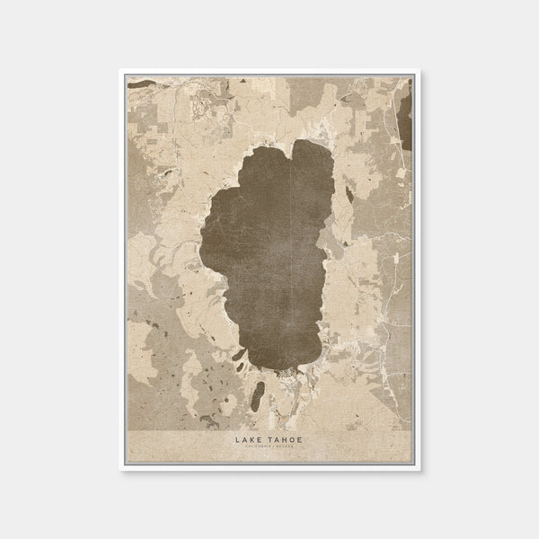 Lake Tahoe Map Wall Art — Framed Canvas Format preview