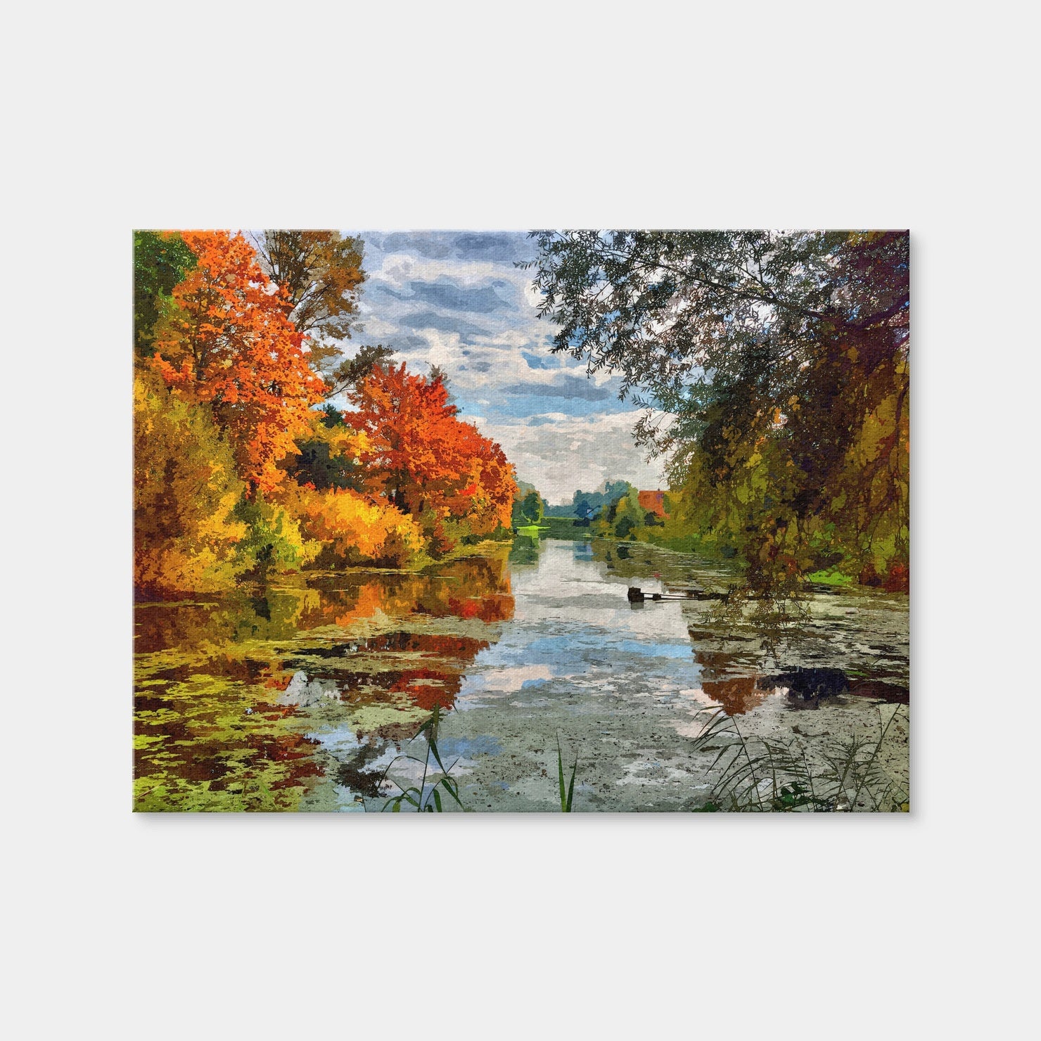 AUTO-MOCKUP WHITE | Lakeside Autumn Trees | 1 Piece | Gallery Wrap Canvas | group=4x3