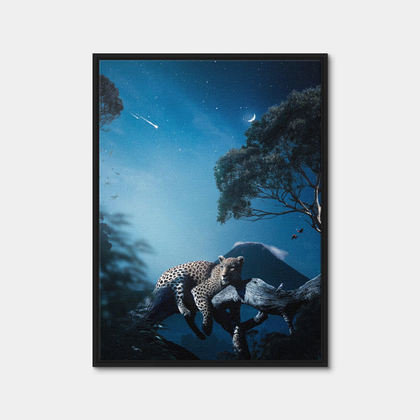 Leopard in the Night Wall Art — Framed Canvas Format preview