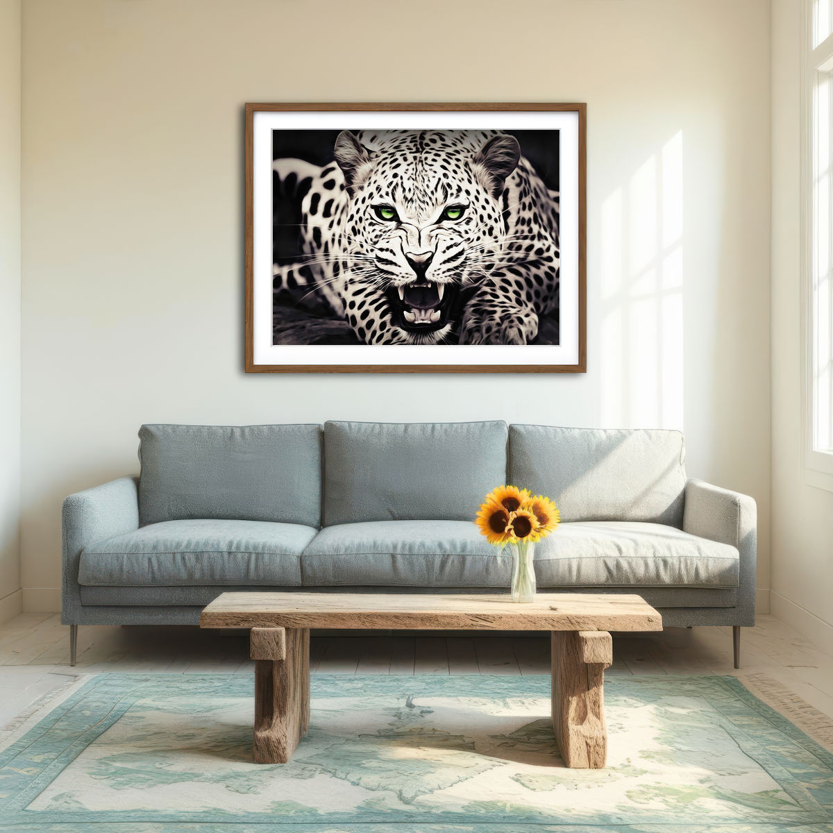 AUTO-MOCKUP ROOM | Leopard with Green Eyes Wall Art