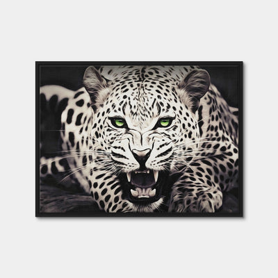 AUTO-MOCKUP WHITE | Leopard with Green Eyes | 1 Piece | Black Framed Canvas | group=4x3