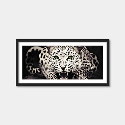 AUTO-MOCKUP WHITE | Leopard with Green Eyes | 1 Piece | Black Framed Print | group=2x1