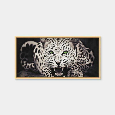 AUTO-MOCKUP WHITE | Leopard with Green Eyes | 1 Piece | Natural Framed Canvas | group=2x1