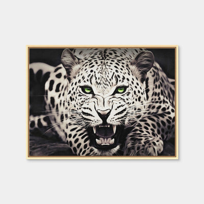 AUTO-MOCKUP WHITE | Leopard with Green Eyes | 1 Piece | Natural Framed Canvas | group=4x3