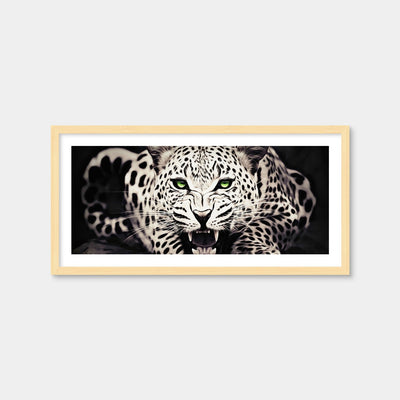 AUTO-MOCKUP WHITE | Leopard with Green Eyes | 1 Piece | Natural Framed Print | group=2x1