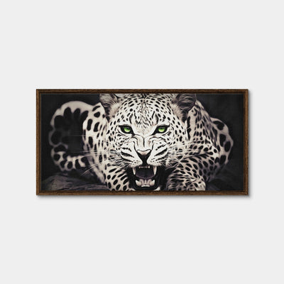 AUTO-MOCKUP WHITE | Leopard with Green Eyes | 1 Piece | Walnut Framed Canvas | group=2x1