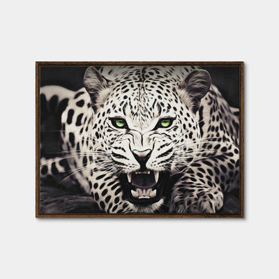 AUTO-MOCKUP WHITE | Leopard with Green Eyes | 1 Piece | Walnut Framed Canvas | group=4x3