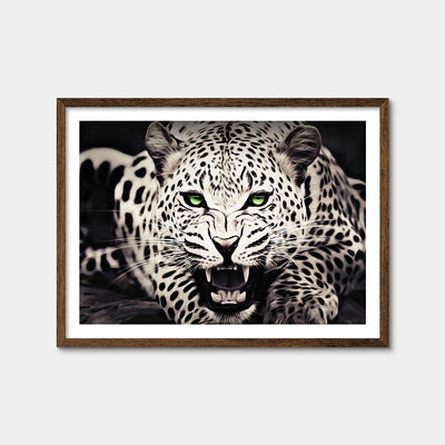 AUTO-MOCKUP WHITE | Leopard with Green Eyes | 1 Piece | Walnut Framed Print | group=4x3