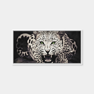 AUTO-MOCKUP WHITE | Leopard with Green Eyes | 1 Piece | White Framed Canvas | group=2x1