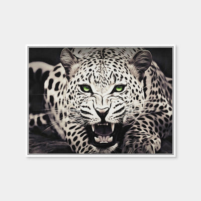 AUTO-MOCKUP WHITE | Leopard with Green Eyes | 1 Piece | White Framed Canvas | group=4x3