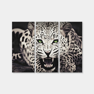 AUTO-MOCKUP WHITE | Leopard with Green Eyes | 3 Piece | Gallery Wrap Canvas | group=8x18