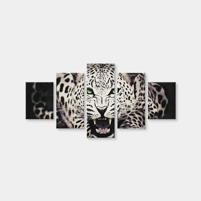 AUTO-MOCKUP WHITE | Leopard with Green Eyes | 5 Piece | Gallery Wrap Canvas | group=5_short