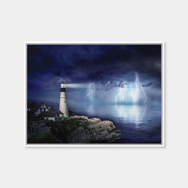 LightHouse Storm Wall Art — Framed Canvas Format preview