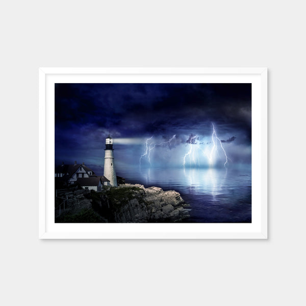 LightHouse Storm Wall Art — Framed Print Format preview