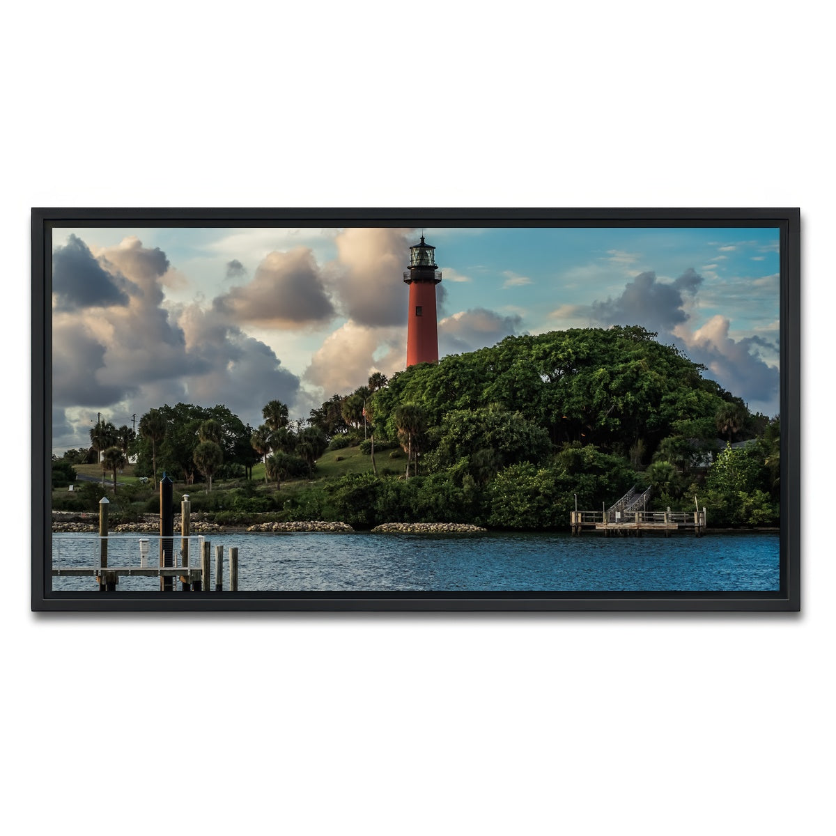 AUTO-MOCKUP WHITE | Lighthouse in Jupiter Florida | 1 Piece | Black Framed Canvas | group=2x1