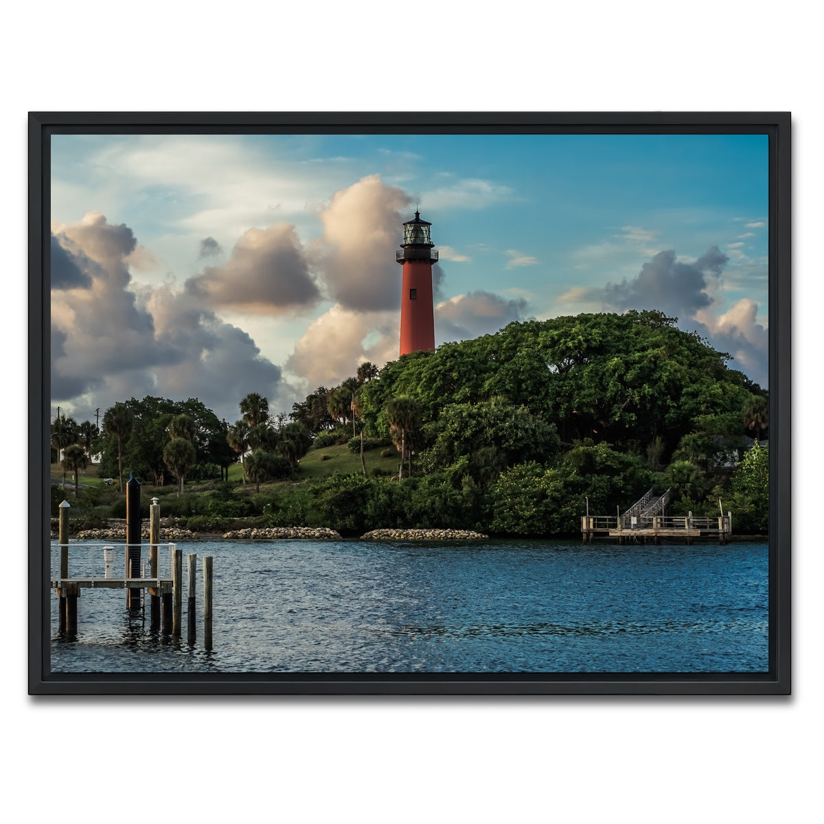 AUTO-MOCKUP WHITE | Lighthouse in Jupiter Florida | 1 Piece | Black Framed Canvas | group=4x3