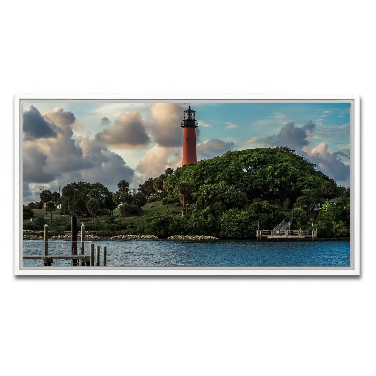 AUTO-MOCKUP WHITE | Lighthouse in Jupiter Florida | 1 Piece | White Framed Canvas | group=2x1