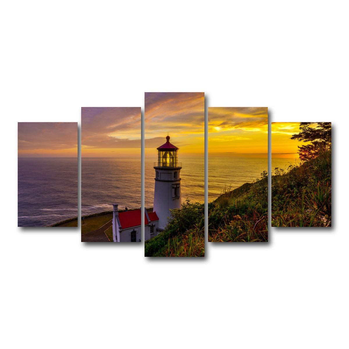 AUTO-MOCKUP WHITE | Lighthouse on Oregon coast | 5 Piece | Gallery Wrap Canvas | group=5_normal