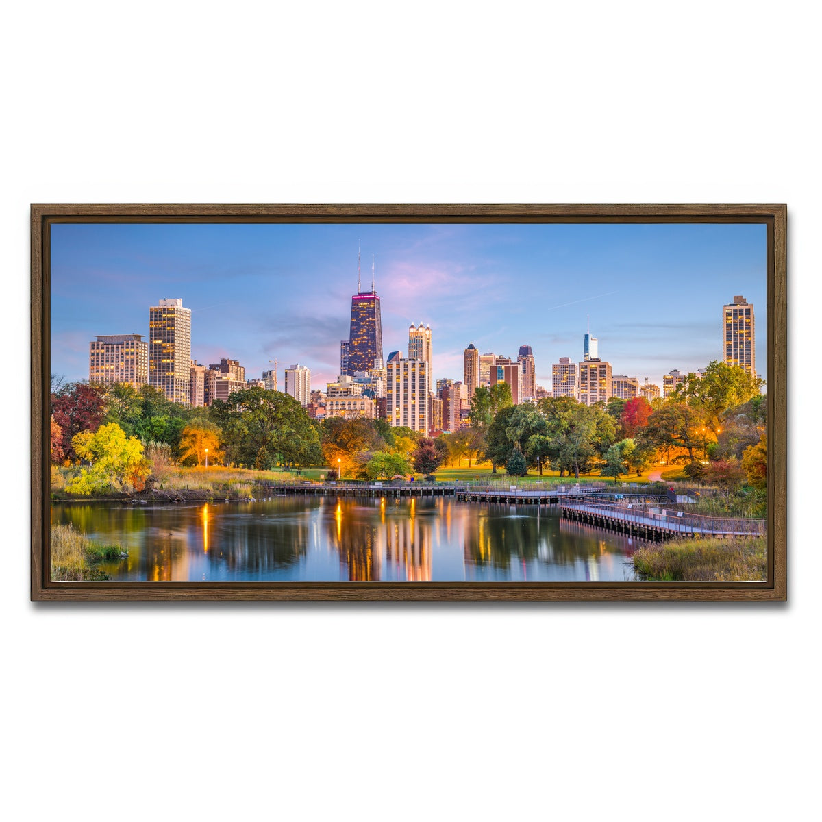 AUTO-MOCKUP WHITE | Lincoln Park | 1 Piece | Walnut Framed Canvas | group=2x1