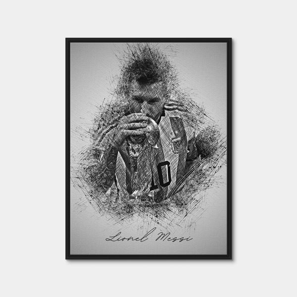 Lionel Messi Sketch Wall Art — Framed Canvas Format preview