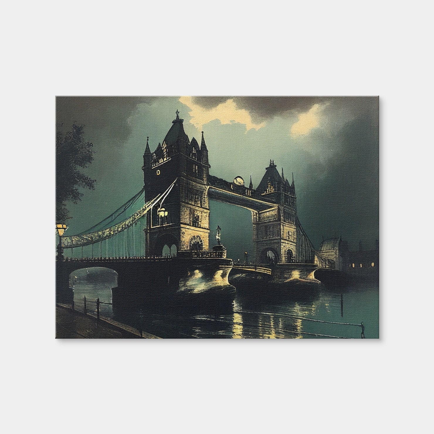 AUTO-MOCKUP WHITE | London Bridge at Night | 1 Piece | Gallery Wrap Canvas | group=4x3