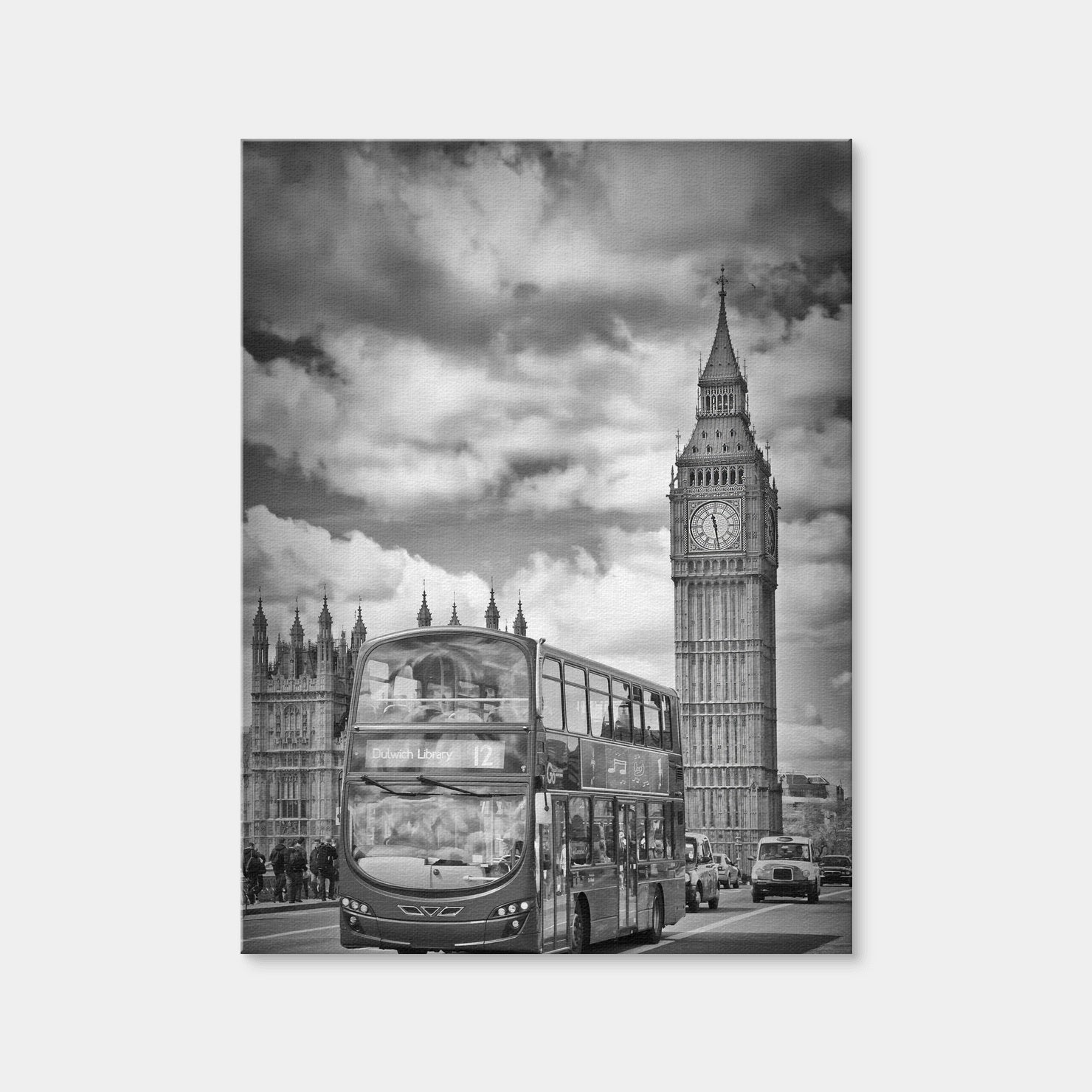 AUTO-MOCKUP WHITE | London Houses Of Parliament And Traffic | 1 Piece | Gallery Wrap Canvas | group=3x4