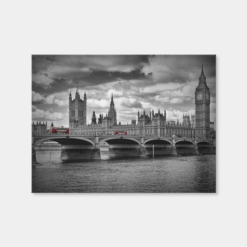AUTO-MOCKUP WHITE | London Houses of Parliament & Red Buses | 1 Piece | Gallery Wrap Canvas | group=4x3