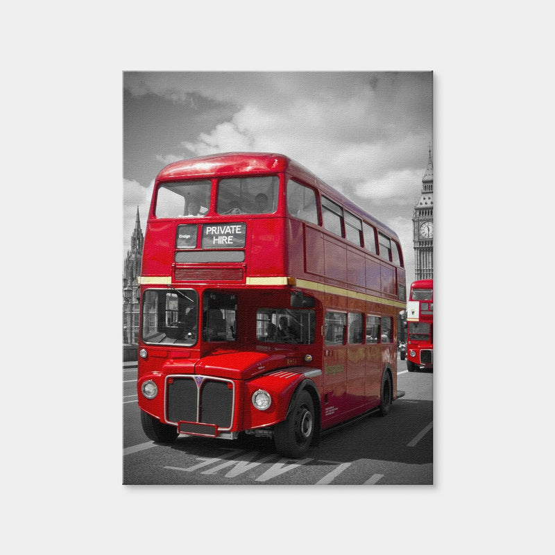 AUTO-MOCKUP WHITE | London Red Buses On Westminster Bridge | 1 Piece | Gallery Wrap Canvas | group=3x4