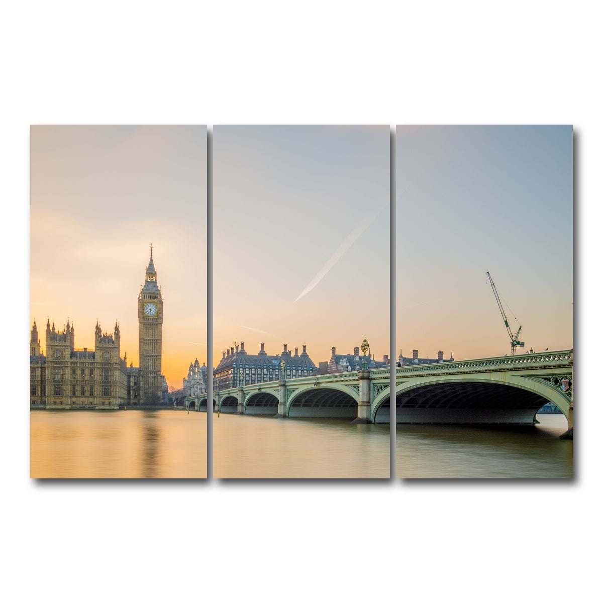 AUTO-MOCKUP WHITE | London Sunset | 3 Piece | Gallery Wrap Canvas | group=12x24