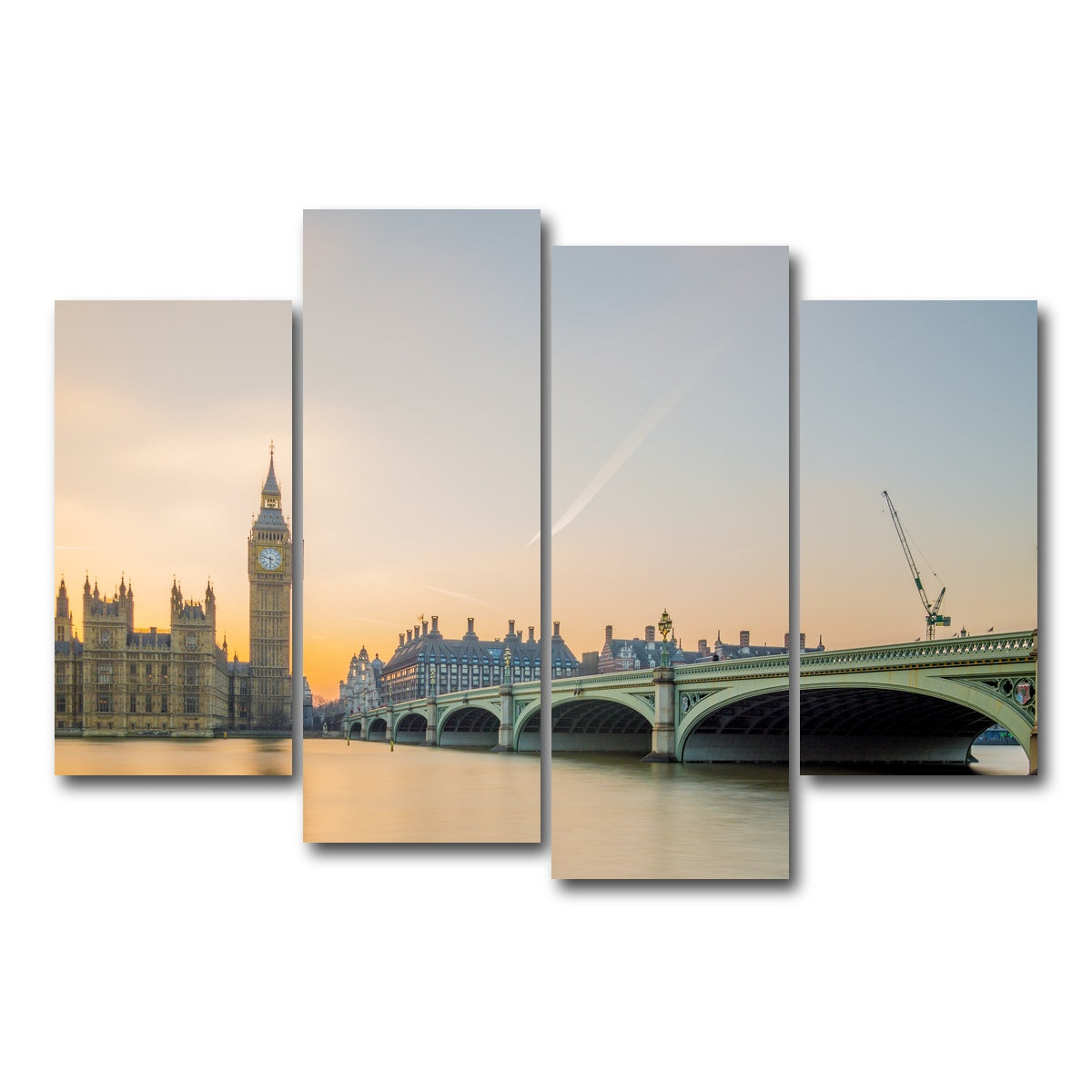 AUTO-MOCKUP WHITE | London Sunset | 4 Piece | Gallery Wrap Canvas | group=4_short