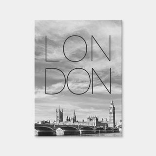 AUTO-MOCKUP WHITE | London Westminster Bridge Text & Skyline | 1 Piece | Gallery Wrap Canvas | group=3x4