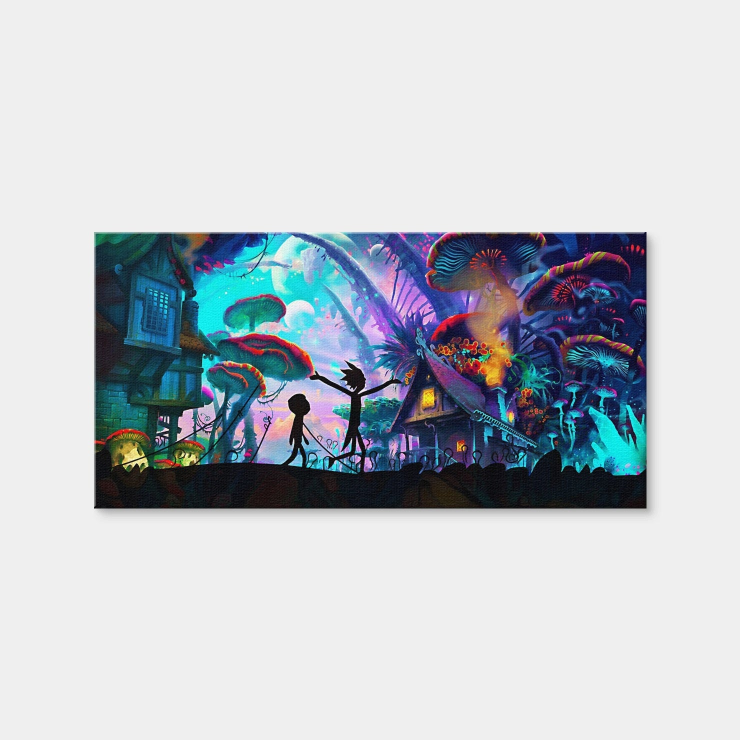 AUTO-MOCKUP WHITE | Mushroom World Rick and Morty | 1 Piece | Gallery Wrap Canvas | group=2x1