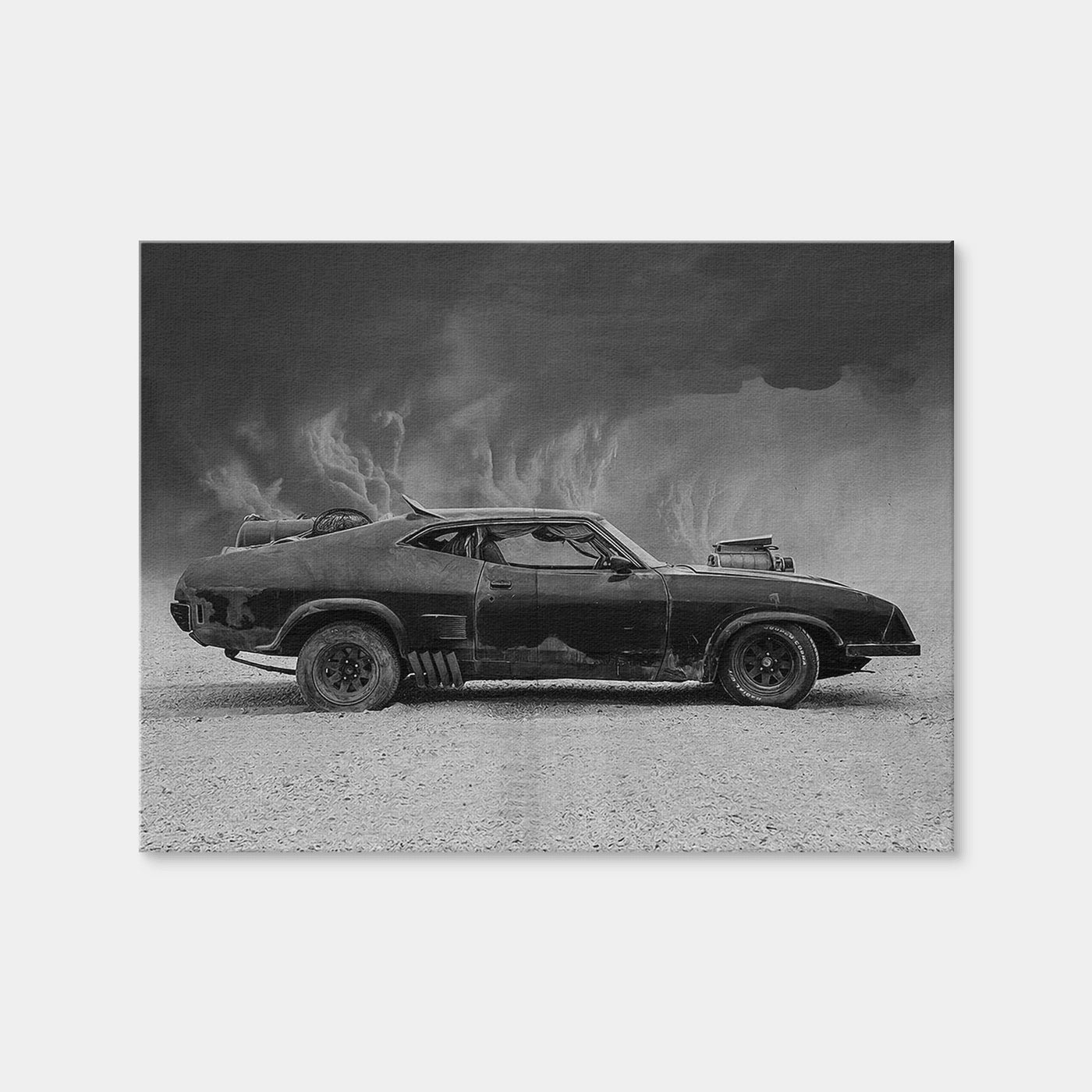AUTO-MOCKUP WHITE | Mad Max Interceptor Grayscale | 1 Piece | Gallery Wrap Canvas | group=4x3