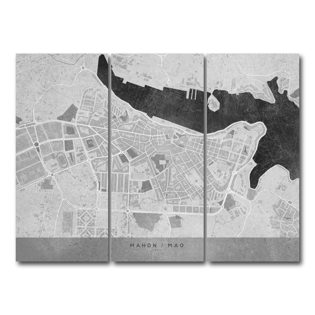 AUTO-MOCKUP WHITE | Mahon Map 2 | 3 Piece | Gallery Wrap Canvas | group=8x18