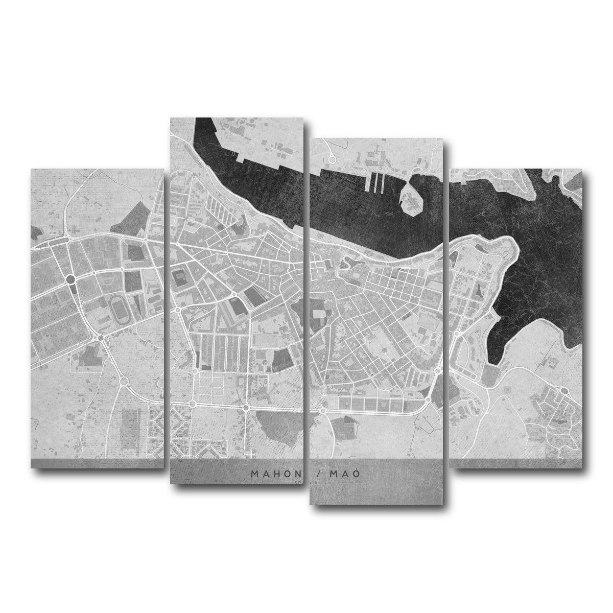 AUTO-MOCKUP WHITE | Mahon Map 2 | 4 Piece | Gallery Wrap Canvas | group=4_normal