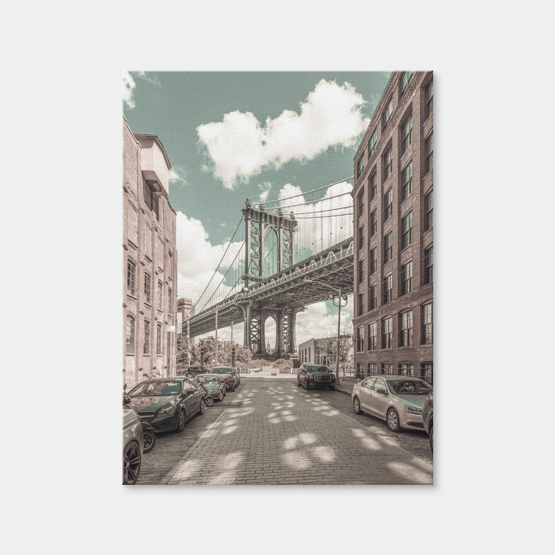 AUTO-MOCKUP WHITE | Manhattan Bridge Urban Vintage Style | 1 Piece | Gallery Wrap Canvas | group=3x4