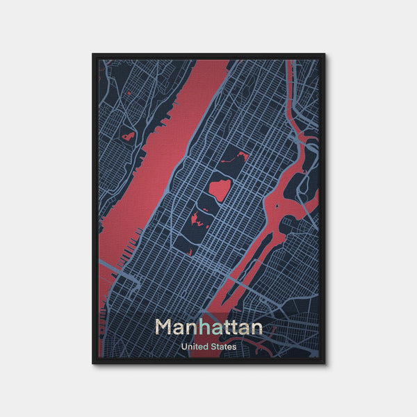 Manhattan Map Wall Art — Framed Canvas Format preview