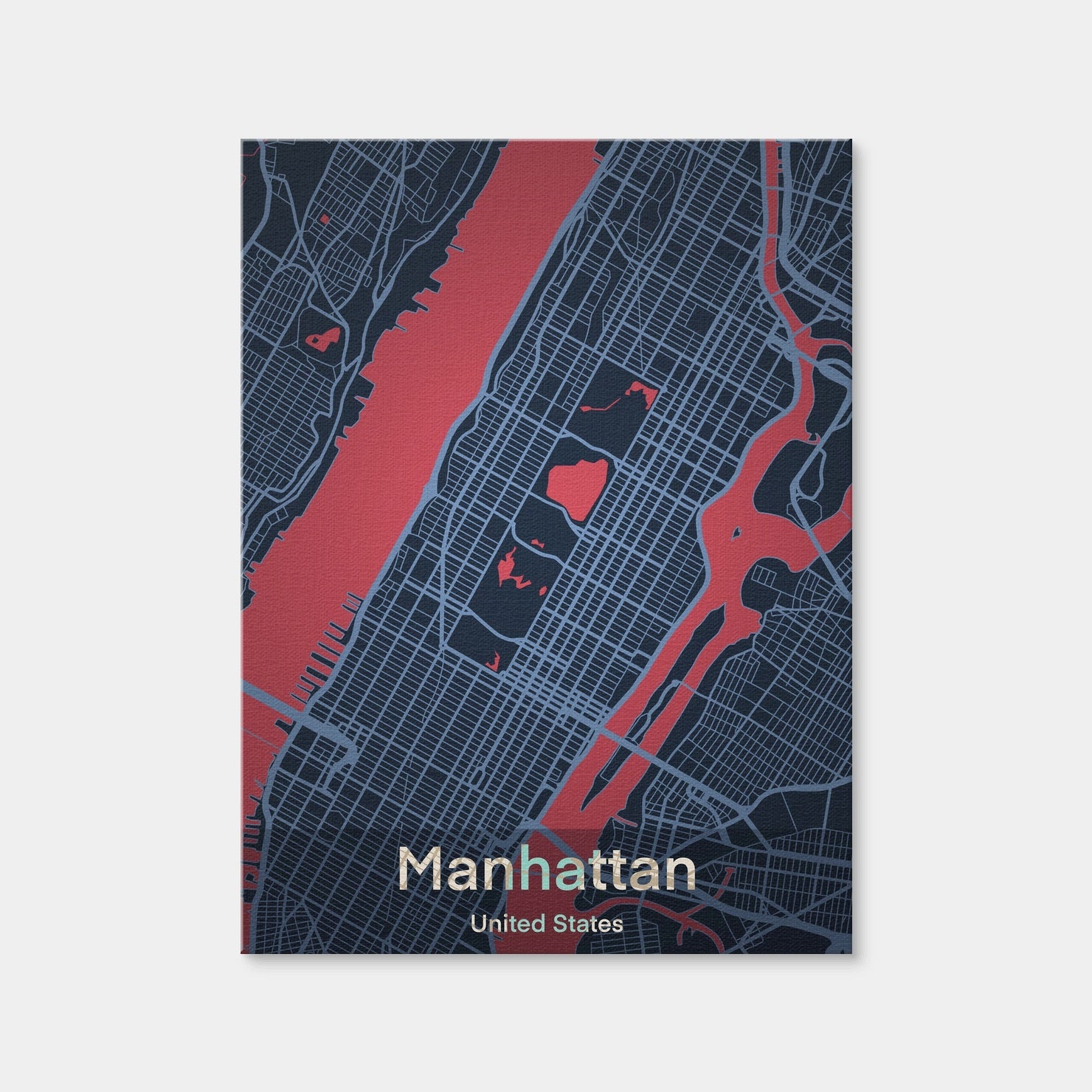 AUTO-MOCKUP WHITE | Manhattan Map | 1 Piece | Gallery Wrap Canvas | group=3x4