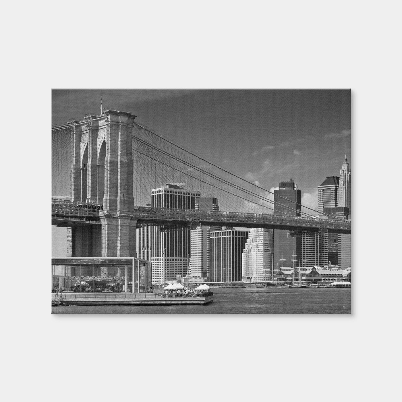 AUTO-MOCKUP WHITE | Manhattan Skyline & Brooklyn Bridge Monochrome | 1 Piece | Gallery Wrap Canvas | group=4x3