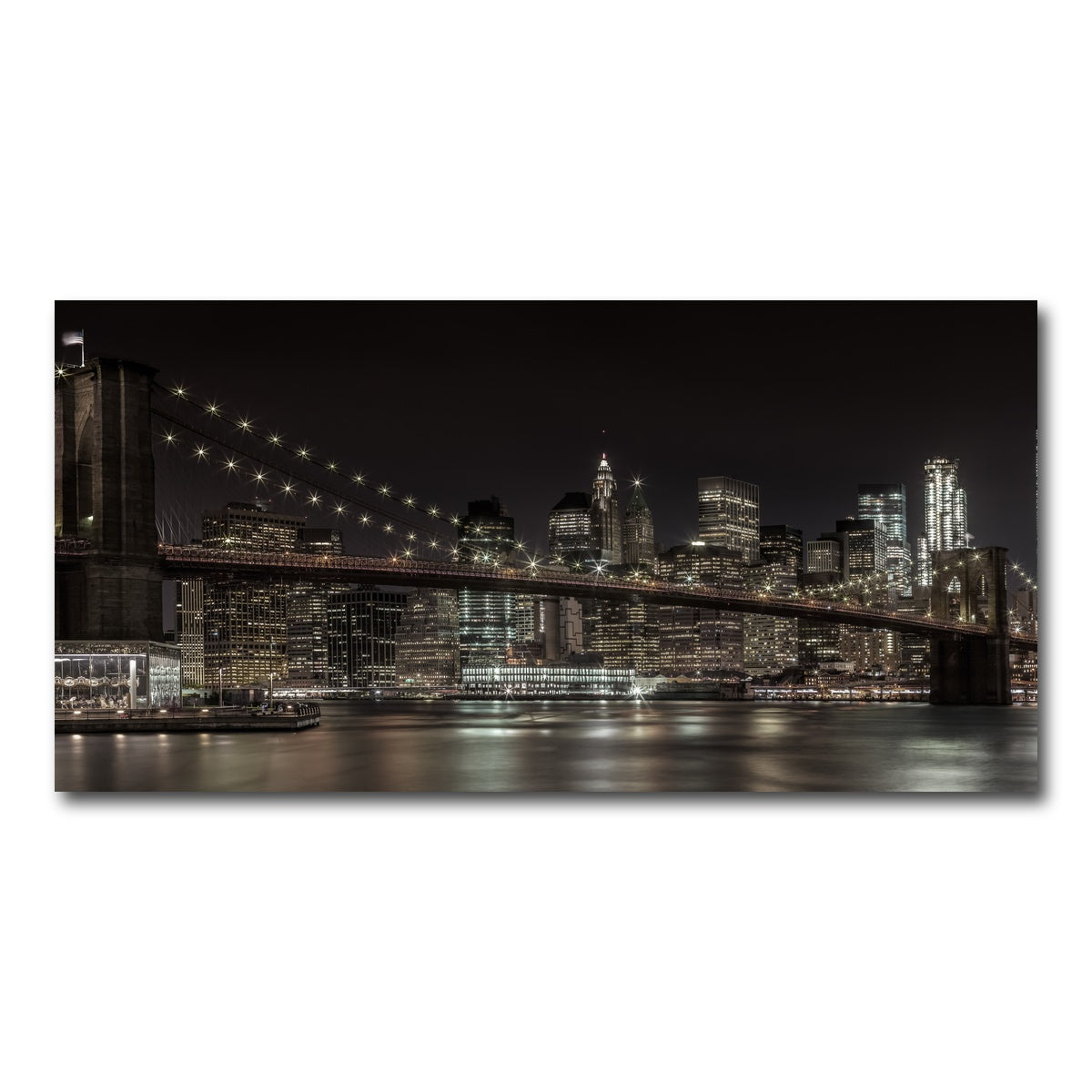 AUTO-MOCKUP WHITE | Manhattan Skyline & Brooklyn Bridge Panorama | 1 Piece | Gallery Wrap Canvas | group=2x1