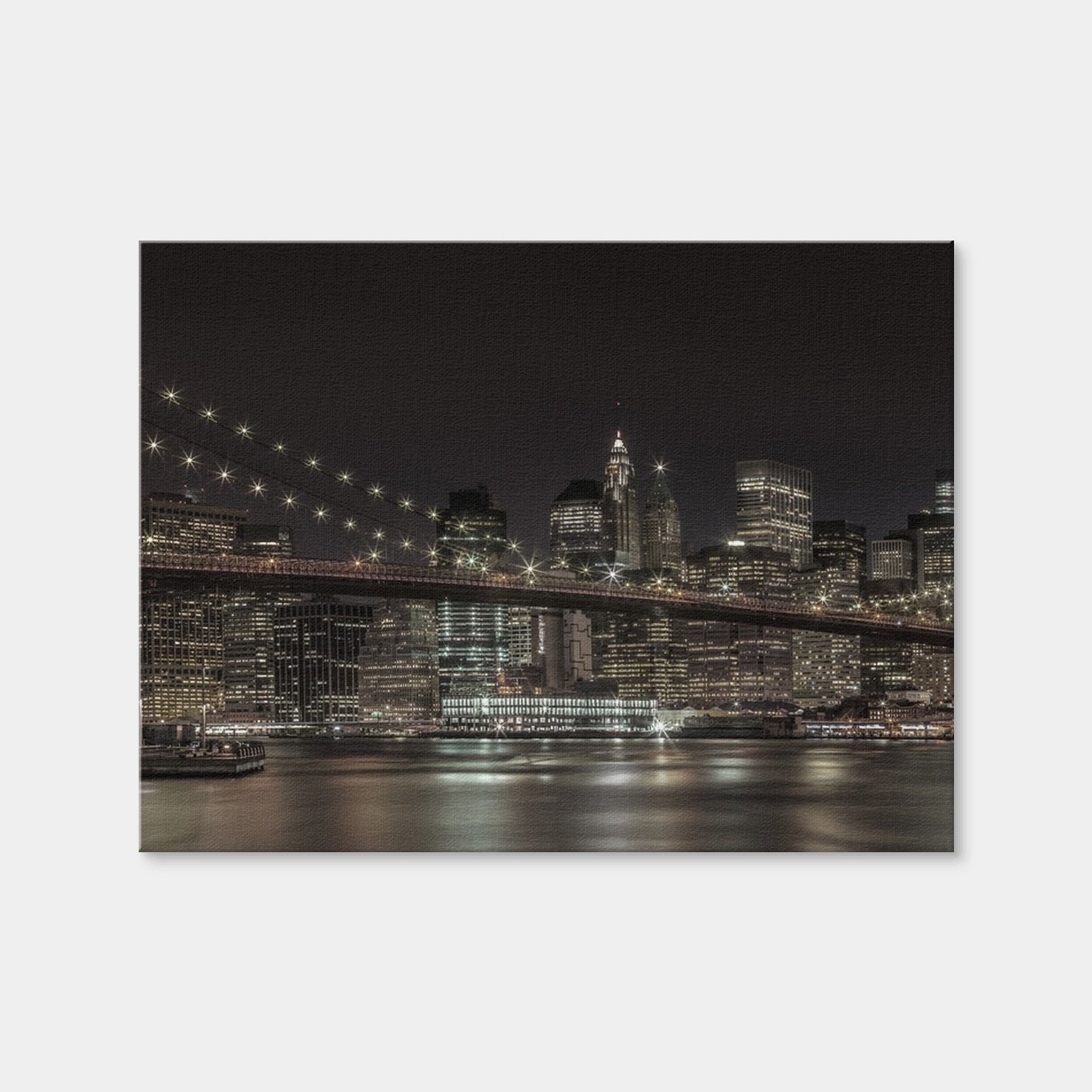 AUTO-MOCKUP WHITE | Manhattan Skyline & Brooklyn Bridge Panorama | 1 Piece | Gallery Wrap Canvas | group=4x3